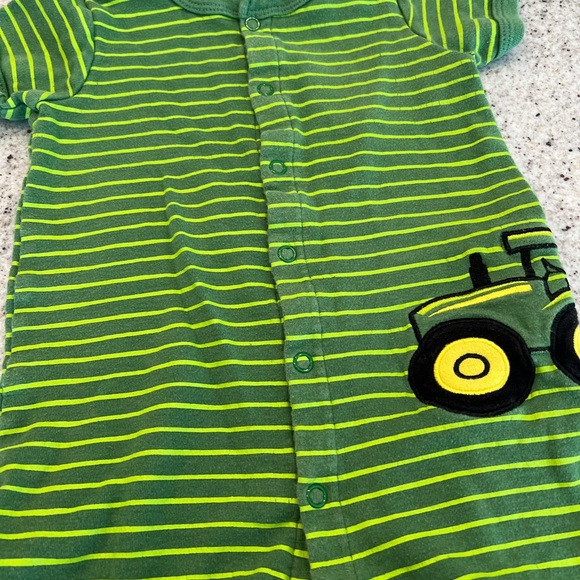 John Deere Tractor Green Striped Kids One Piece romper 9/12 months - Picture 5 of 7